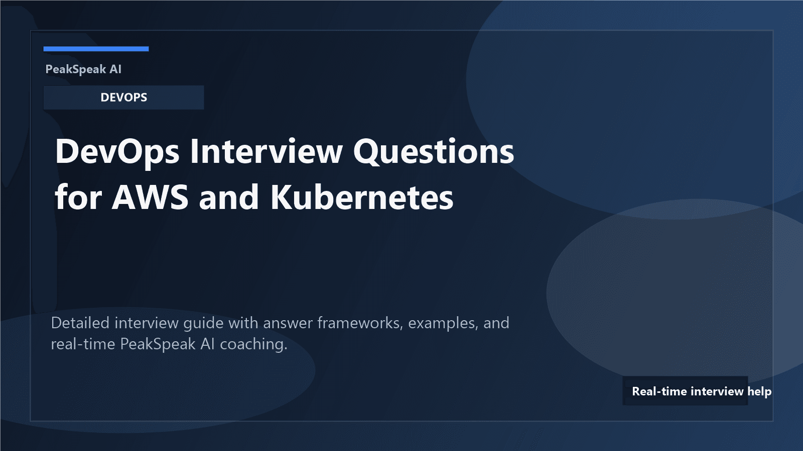 PeakSpeak AI banner for DevOps interview questions for AWS and Kubernetes