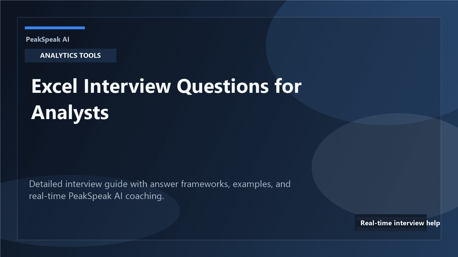 PeakSpeak AI banner for Excel interview questions for analysts