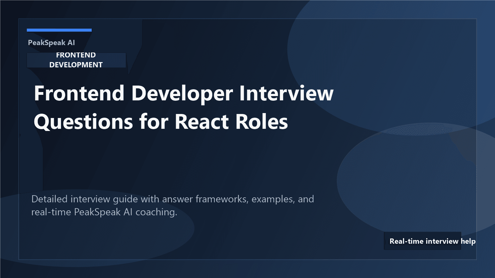 PeakSpeak AI banner for frontend developer interview questions for React roles
