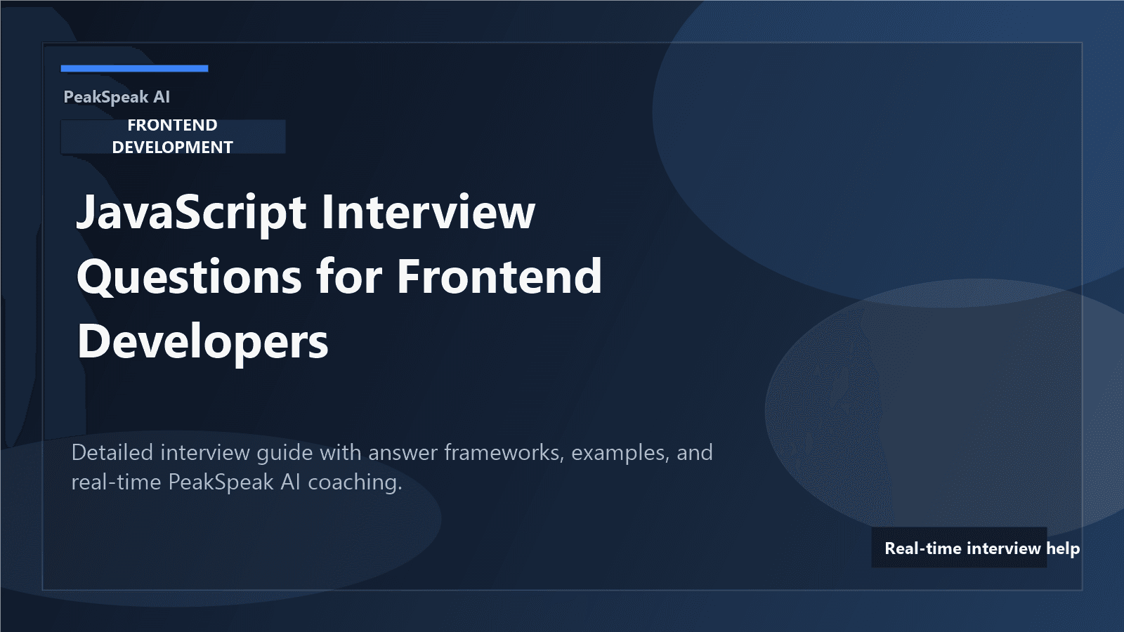 PeakSpeak AI banner for JavaScript interview questions for frontend developers