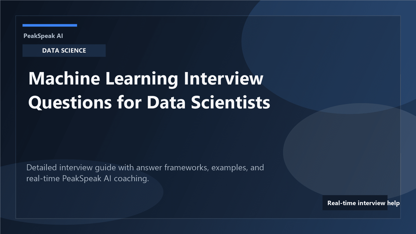 PeakSpeak AI banner for machine learning interview questions for data scientists