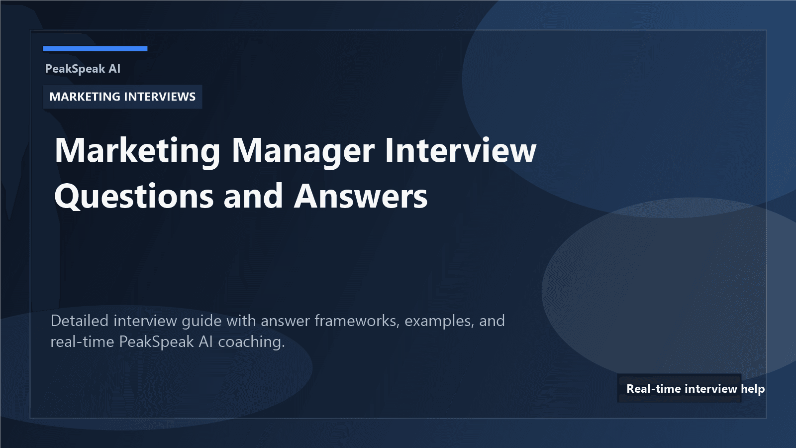 PeakSpeak AI banner for marketing manager interview questions and answers