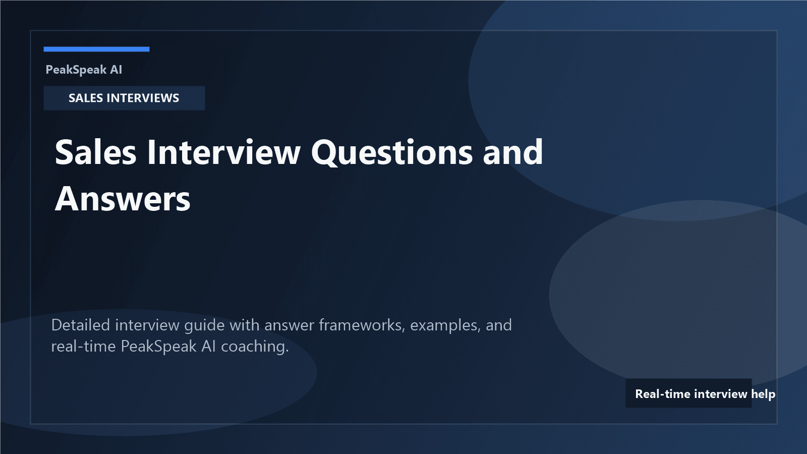 PeakSpeak AI banner for sales interview questions and answers