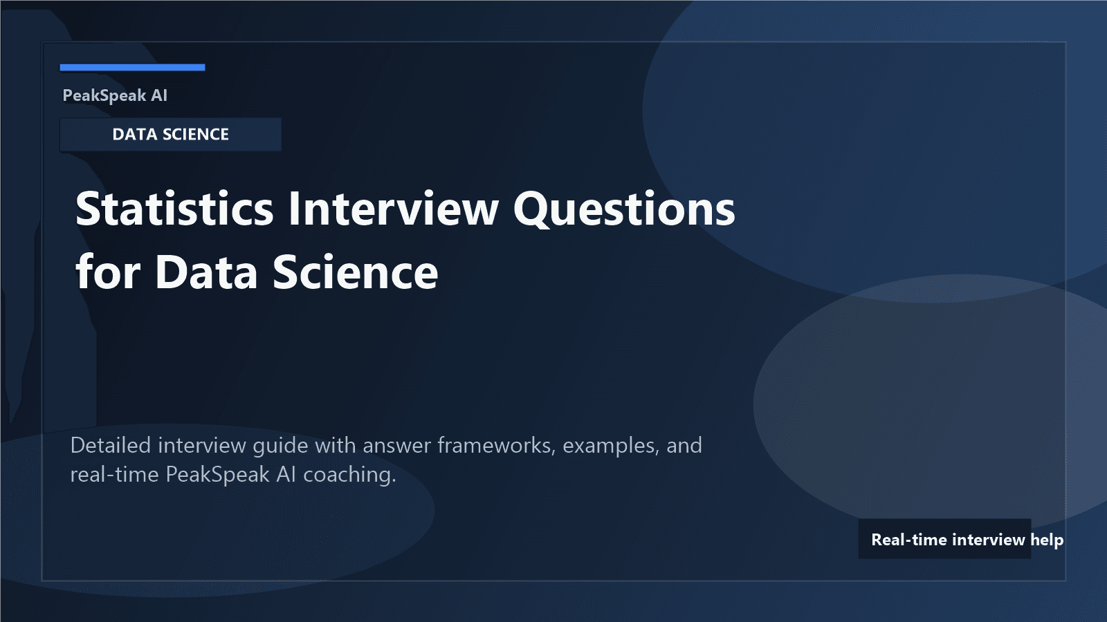 PeakSpeak AI banner for statistics interview questions for data science