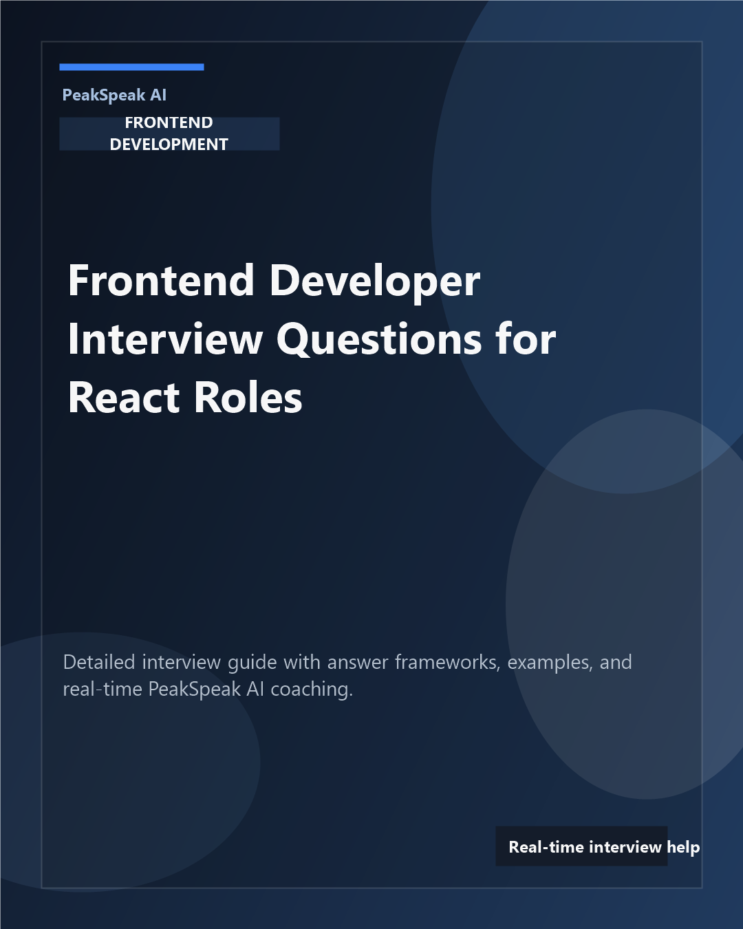 PeakSpeak AI banner for frontend developer interview questions for React roles
