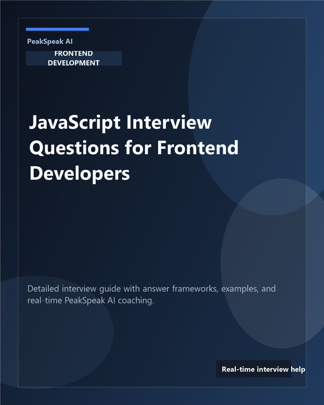 PeakSpeak AI banner for JavaScript interview questions for frontend developers