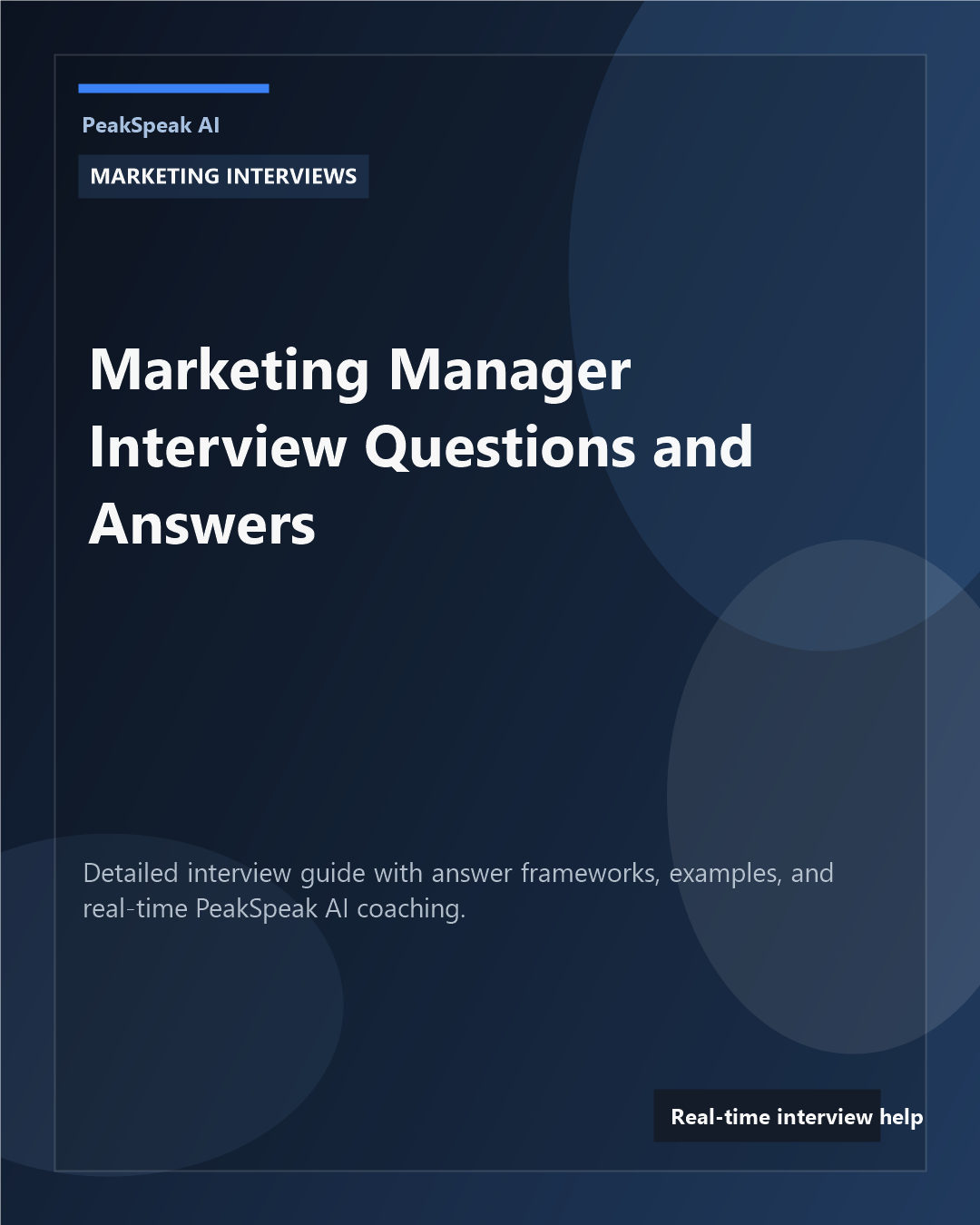 PeakSpeak AI banner for marketing manager interview questions and answers