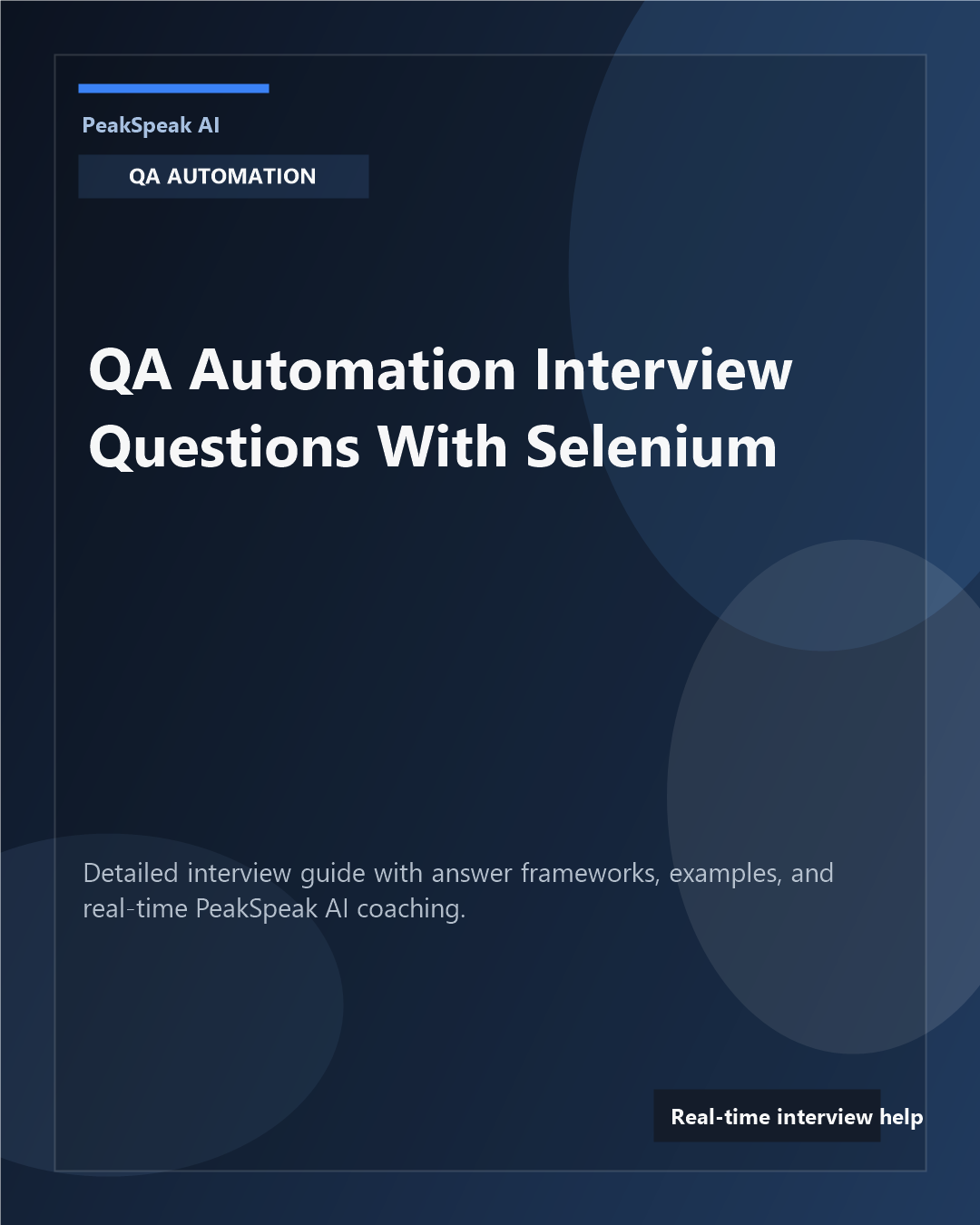 PeakSpeak AI banner for QA automation interview questions with Selenium