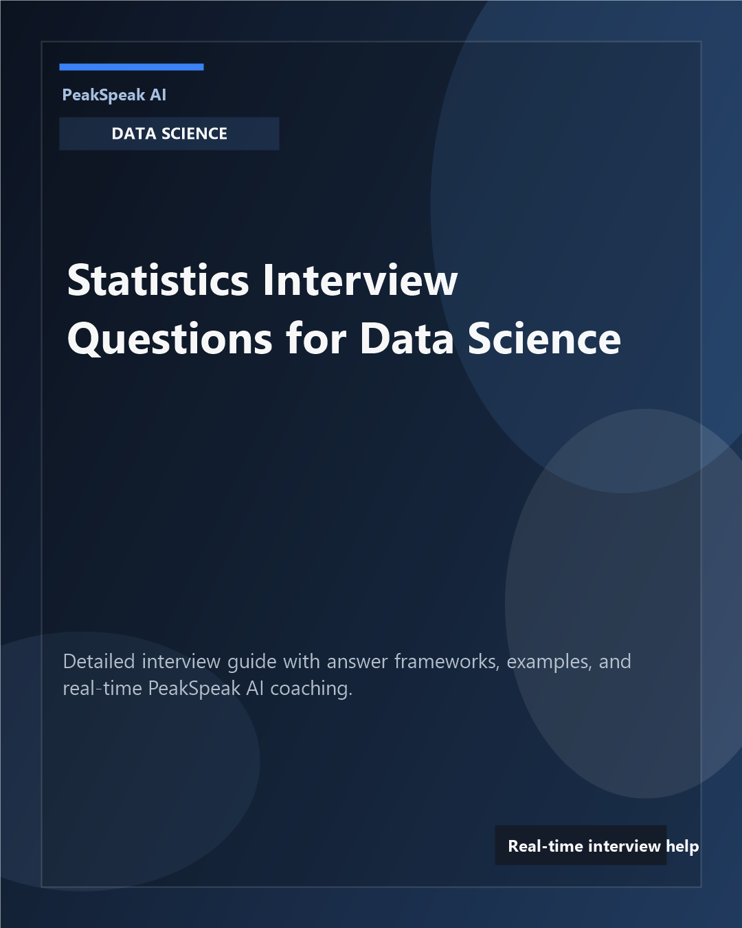 PeakSpeak AI banner for statistics interview questions for data science
